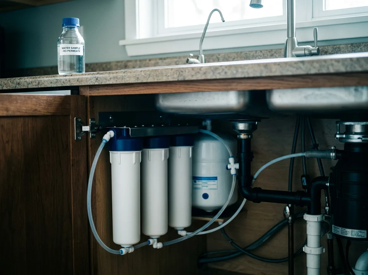 Under-sink reverse osmosis system installed to filter PFAS from well water